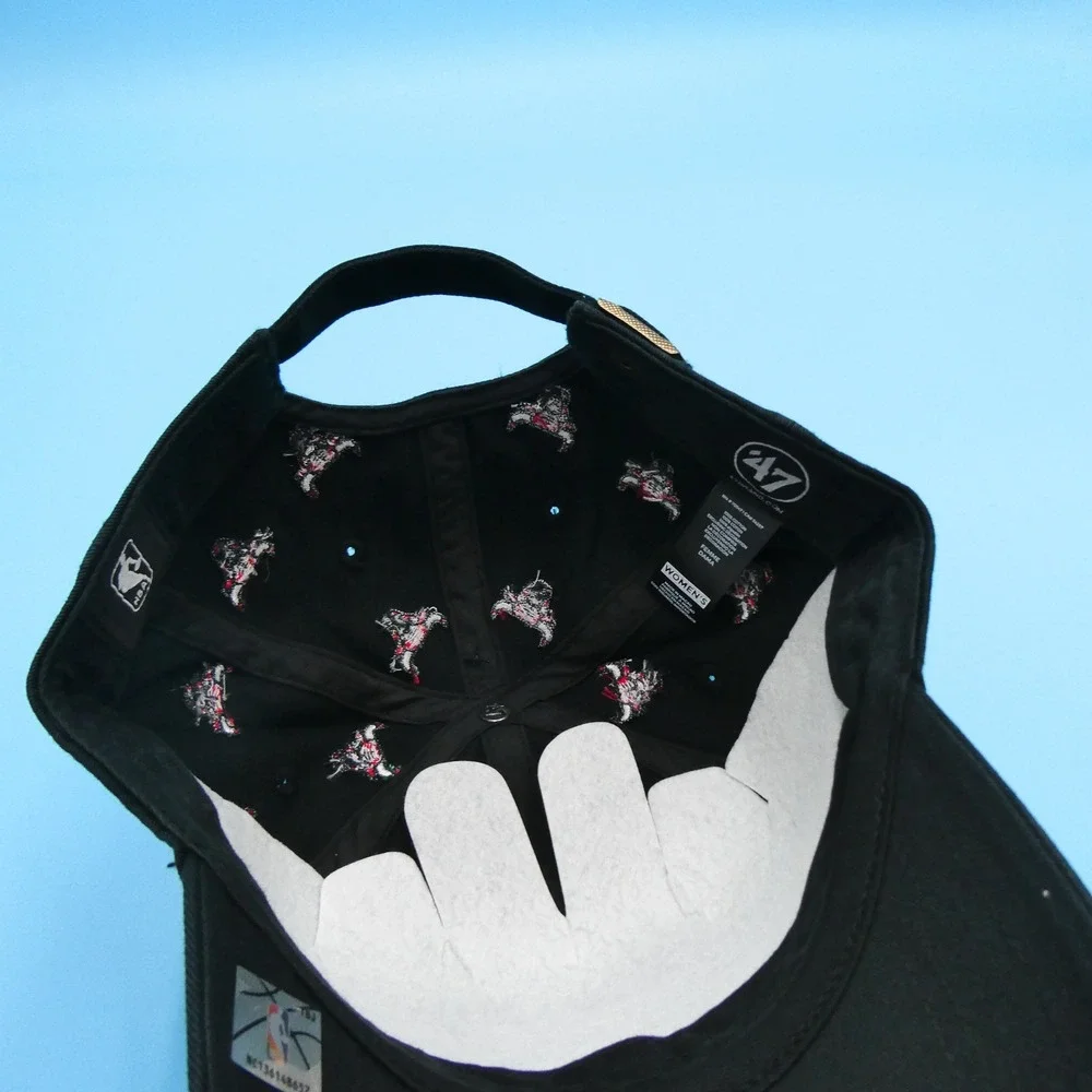 '47 Brand Hat Womens One Size Clean Up Chicago‎ Bulls Black All Over Logo Cotton